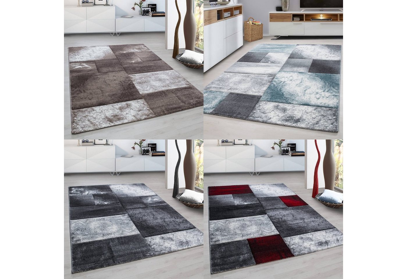 Teppich, Homtex, 80 x 150 cm, Kurzflor Teppich 13 mm, Moderner Designer Konturenschnitt 3D Teppich von Homtex