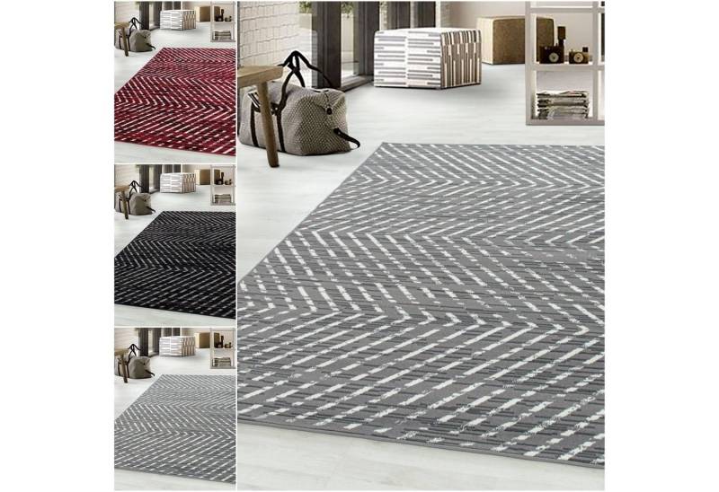 Homtex Teppich, 140 x 200 cm, Moderner Designer BCF Kurzflor Teppich 10mm Streifen Liniert Meliert von Homtex