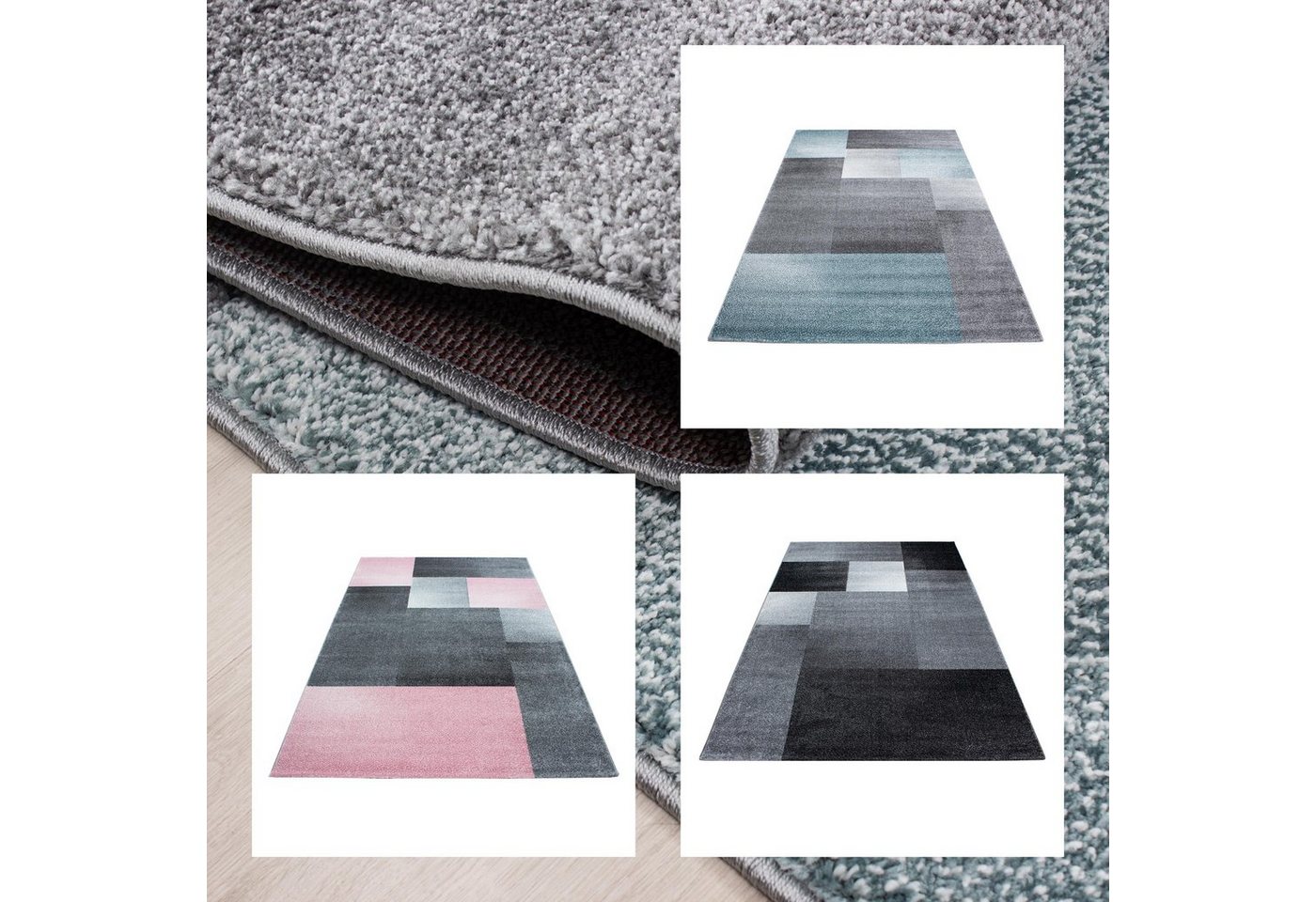 Teppich, Homtex, 80 x 150 cm, Stilvoller Designer-Kurzflorteppich mit kariertem Design von Homtex