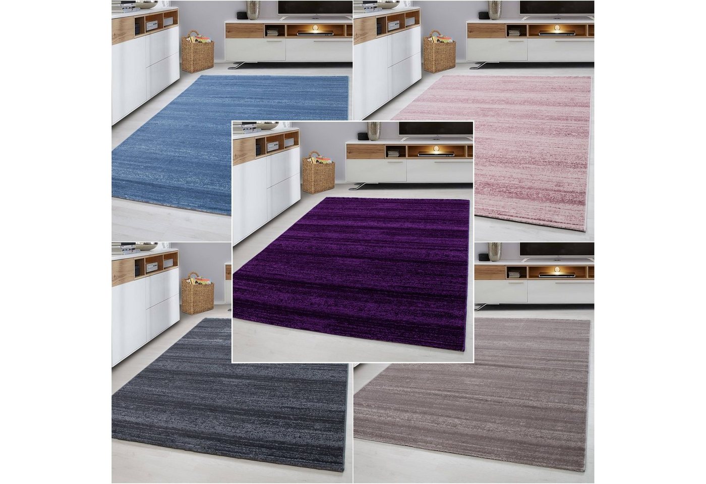 Teppich, Homtex, 80 x 150 cm, Teppich Kurzflor Modern Wohnzimmer Einfarbig Meliert von Homtex