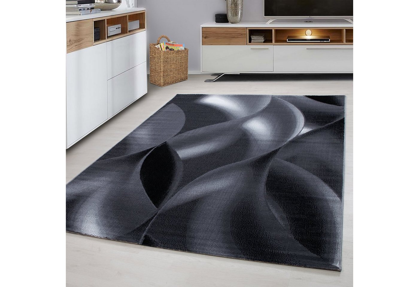 Teppich, Homtex, 80 x 150 cm, Wunderschöne Designer Teppich Modern Kurzflor Abstrakt Wellen Muster von Homtex