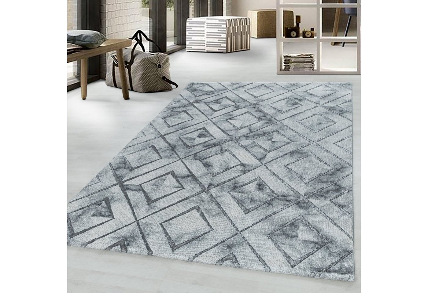 Teppich, Homtex, 140 x 200 cm, Designer Kurzflor Teppiche Weich Modern, Marmor Optik Kurzflor 12 mm von Homtex