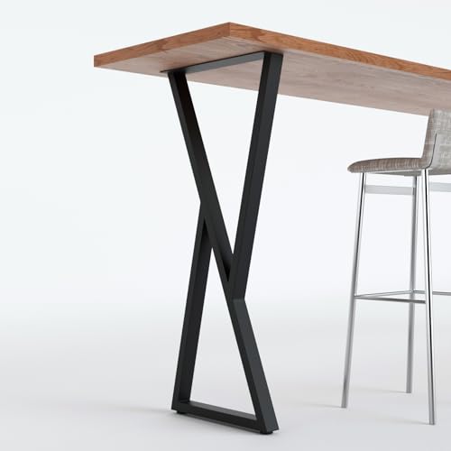Homtone 2er-Set Metall Tischbeine 105cm Hoch – Robustes Kohlenstoffstahl Tischgestell für DIY Hochtische, Bartische, Frühstückstische (105cm H x 45cm B - X Form) von Homtone