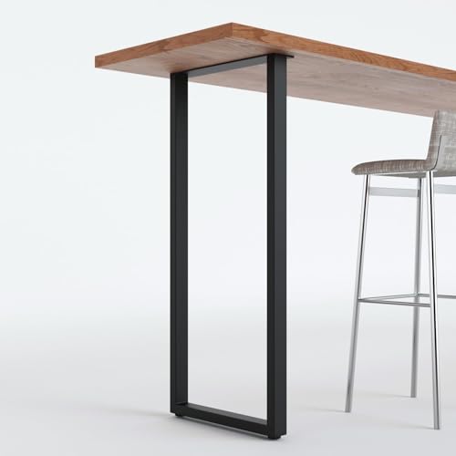 Homtone 2er-Set Metall Tischbeine Schwarz für Hochtische – Robustes DIY Tischgestell aus Kohlenstoffstahl für Bartisch, Frühstückstisch, Stehtisch (H91xW35cm-Square) von Homtone