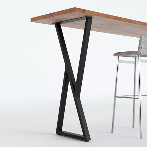 Homtone 2er-Set Metall Tischbeine Schwarz für Hochtische – Robustes DIY Tischgestell aus Kohlenstoffstahl für Bartisch, Frühstückstisch, Stehtisch (H91xW35cm-X-Shape) von Homtone