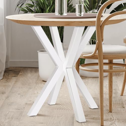 Homtone 2er-Set Schwerlast Metall Tischbeine, Industrielle Robuste DIY Spider Tischgestell für Runde & Quadratische Couchtisch und Esstische, Kreuzförmige (Weiß, H71xW60cm) von Homtone