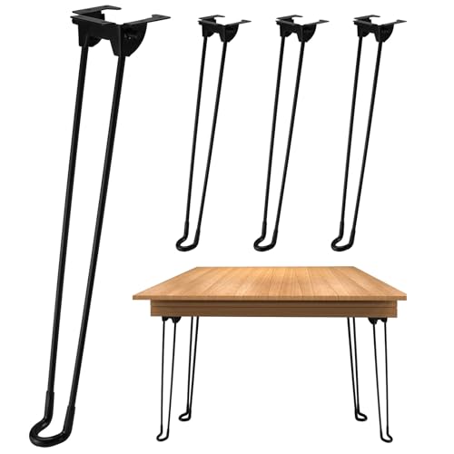 Homtone 4 Stück Haarnadel Tischbeine Klappbar, Klappbare Tischbeine, Metall Klappbar Tischbeine mit Gummifüße und Montageschrauben für Couchtisch, Laptop Tisch (43 cm) von Homtone