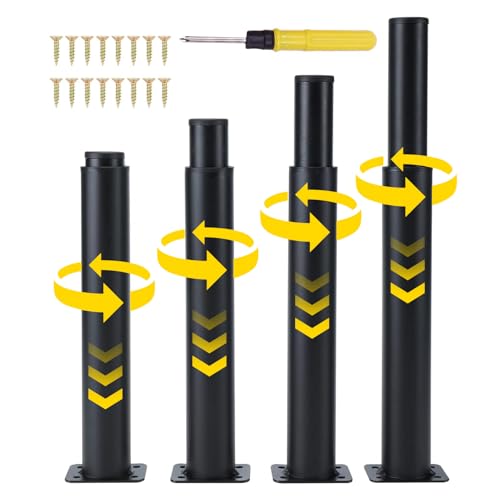 Homtone 4 Stück Möbelfüße Verstellbar, Möbelfüße Höhenverstellbar, Metall Schwarz Möbelbeine mit Schrauben, Möbelbeine für Schränke, Sofas, Stühle, Ottomane (Kompakte Basis - 25-43cm H) von Homtone