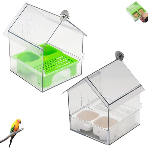 Ausziehbarer Externer Papageienfutterspender, Hängende Wildvogelfutterplattform, Multifunktions-Vogelfutterspender, Dekorativ, Transparent, Sauber, Leicht Zu Befüllen, Zu Reinigen(2PCS) von Homtrator