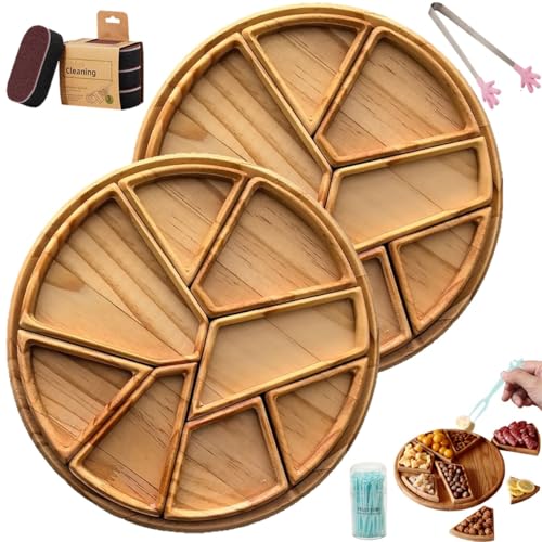 Puzzle-serviertablett aus Holz – mit 8 Herausnehmbaren Fächern, Lustiges Snack-dekorationstablett aus Holz für Obst, Trockenfrüchte und Nüsse, Runde Dessert-wurstplatte für Partys, Zuhause, Küche von Homtrator