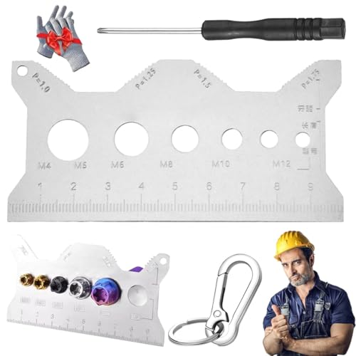 Stainless Steel Double-Sided Bolt Gauge Card, Portable Highly Precise Bolt Size-It Gauge, Pocket-Sized Pitch Size Measurement Tool, Compact Metric Thread Checker Size Finder with Clear Scale Stainless Steel Double-Sided Bolt Gauge Card, Portable Highly Precise Bolt Size-It Gauge, Pocket-Sized Pitch Size Measurement Tool, Compact Metric Thread Checker Size Finder with Clear Scale von Homtrator