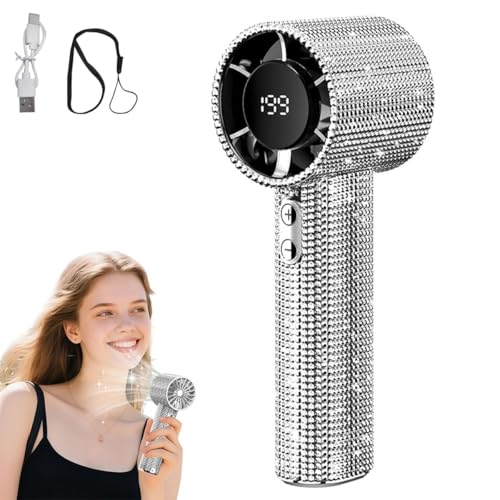 Strass-Ventilator, Luxuriöser Tragbarer Volldiamant-Ventilator, Glitzernde, Wiederaufladbare Tragbare USB-Handventilatoren, Persönliche, Kühlende, Geräuschlose Ventilatoren Mit Digitalanzeige Strass-Ventilator, Luxuriöser Tragbarer Volldiamant-Ventilator, Glitzernde, Wiederaufladbare Tragbare USB-Handventilatoren, Persönliche, Kühlende, Geräuschlose Ventilatoren Mit Digitalanzeige von Homtrator