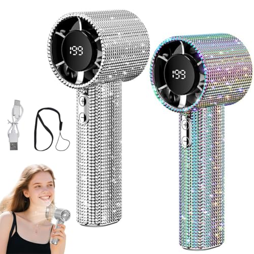 Strass-Ventilator, Luxuriöser Tragbarer Volldiamant-Ventilator, Glitzernde, Wiederaufladbare Tragbare USB-Handventilatoren, Persönliche, Kühlende, Geräuschlose Ventilatoren Mit Digitalanzeige Strass-Ventilator, Luxuriöser Tragbarer Volldiamant-Ventilator, Glitzernde, Wiederaufladbare Tragbare USB-Handventilatoren, Persönliche, Kühlende, Geräuschlose Ventilatoren Mit Digitalanzeige von Homtrator