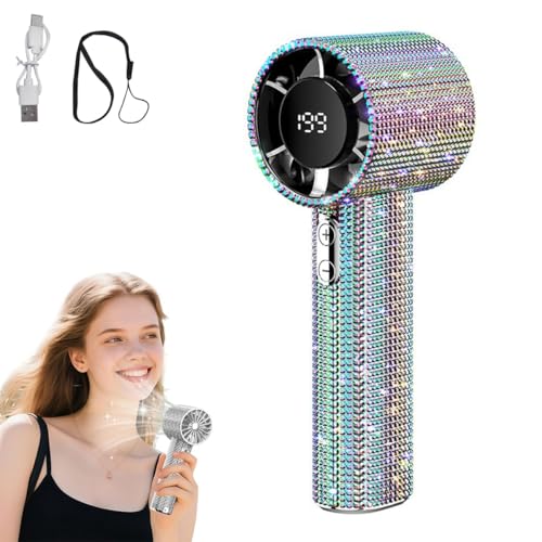 Strass-Ventilator, Luxuriöser Tragbarer Volldiamant-Ventilator, Glitzernde, Wiederaufladbare Tragbare USB-Handventilatoren, Persönliche, Kühlende, Geräuschlose Ventilatoren Mit Digitalanzeige Strass-Ventilator, Luxuriöser Tragbarer Volldiamant-Ventilator, Glitzernde, Wiederaufladbare Tragbare USB-Handventilatoren, Persönliche, Kühlende, Geräuschlose Ventilatoren Mit Digitalanzeige von Homtrator