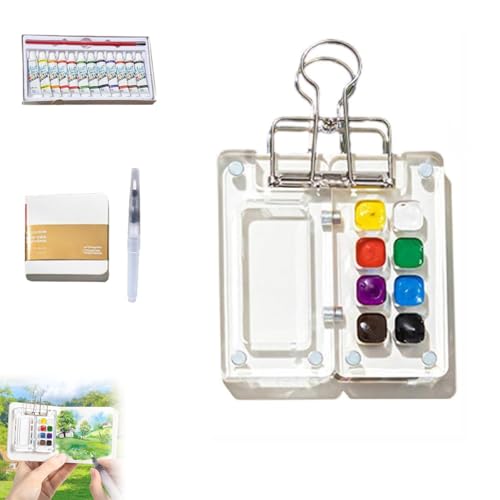 Tobios Mini-Aquarell-Set, Reise-Aquarell-Set Im Taschenformat, Kompakte Und Winzige Aquarellfarben For Anfänger, Mini-Skizzenbuch Und Pinsel, Holzgitter-Farbkasten For Maler Tobios Mini-Aquarell-Set, Reise-Aquarell-Set Im Taschenformat, Kompakte Und Winzige Aquarellfarben For Anfänger, Mini-Skizzenbuch Und Pinsel, Holzgitter-Farbkasten For Maler von Homtrator