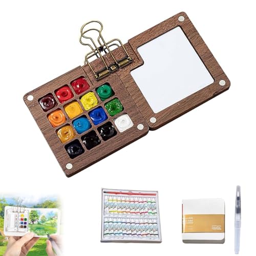 Tobios Mini-Aquarell-Set, Reise-Aquarell-Set Im Taschenformat, Kompakte Und Winzige Aquarellfarben For Anfänger, Mini-Skizzenbuch Und Pinsel, Holzgitter-Farbkasten For Maler Tobios Mini-Aquarell-Set, Reise-Aquarell-Set Im Taschenformat, Kompakte Und Winzige Aquarellfarben For Anfänger, Mini-Skizzenbuch Und Pinsel, Holzgitter-Farbkasten For Maler von Homtrator