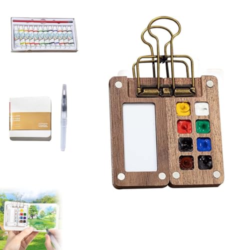 Tobios Mini-Aquarell-Set, Reise-Aquarell-Set Im Taschenformat, Kompakte Und Winzige Aquarellfarben For Anfänger, Mini-Skizzenbuch Und Pinsel, Holzgitter-Farbkasten For Maler Tobios Mini-Aquarell-Set, Reise-Aquarell-Set Im Taschenformat, Kompakte Und Winzige Aquarellfarben For Anfänger, Mini-Skizzenbuch Und Pinsel, Holzgitter-Farbkasten For Maler von Homtrator