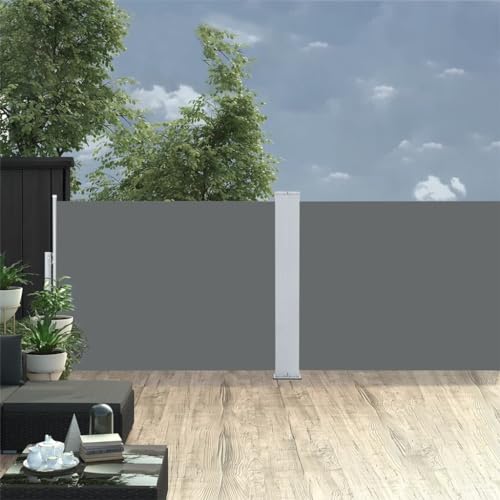 Homvdxl 10 m breit Seitenmarkise versenkbar 2 Paneelschirme 1000x120 cm Wasserdicht & UV-beständig Klappbar Sichtschutz Raumteiler aufrollbar Balkon, Anthrazit von Homvdxl