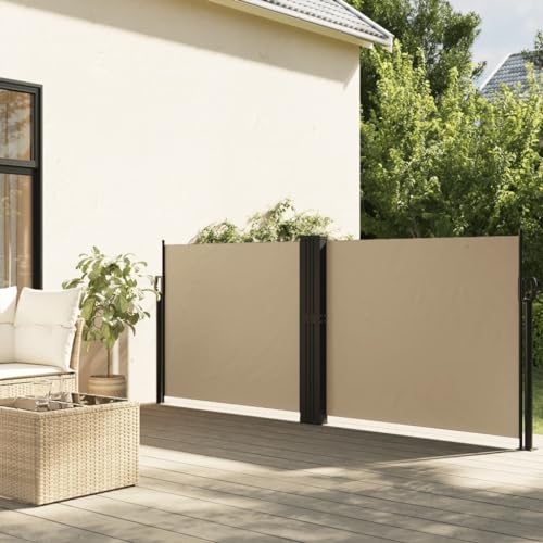 Homvdxl 1000cm Extra Breit Seitenmarkise Einziehbar, Doppelseitig Klappbar Seitenmarkise Sichtschutz Sichtschutzzaun für Garten Deck Terrasse Pool Balkon 1000x100cm - Beige von Homvdxl