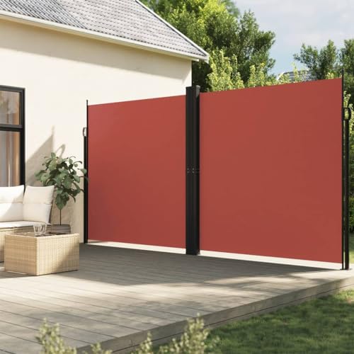 Homvdxl 1000cm Extra Breit Seitenmarkise Einziehbar, Doppelseitig Klappbar Seitenmarkise Sichtschutz Sichtschutzzaun für Garten Deck Terrasse Pool Balkon 1000x200cm - Orange von Homvdxl