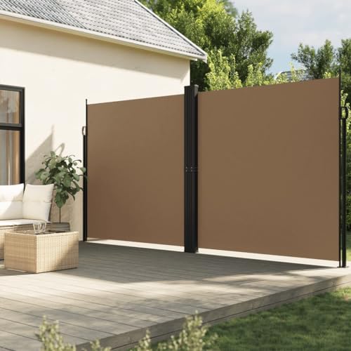 Homvdxl 1000cm Extra Breit Seitenmarkise Einziehbar, Doppelseitig Klappbar Seitenmarkise Sichtschutz Sichtschutzzaun für Garten Deck Terrasse Pool Balkon 1000x200cm Taupe von Homvdxl