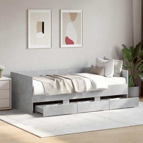 Homvdxl 100x200 cm Einzelbett Tagesbett, modernes Gästebett, Schlafsofa mit 3 Schubladen, für Wohnzimmer und Schlafzimmer - Grau Homvdxl 100x200 cm Einzelbett Tagesbett, modernes Gästebett, Schlafsofa mit 3 Schubladen, für Wohnzimmer und Schlafzimmer - Grau von Homvdxl