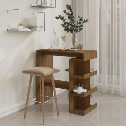 Homvdxl 100x50 cm Bartisch Küchentisch Inseltisch Esstisch mit Ablageflächen für Cocktails Bar Partykeller Restaurant Wohnzimmer Braun Eiche Homvdxl 100x50 cm Bartisch Küchentisch Inseltisch Esstisch mit Ablageflächen für Cocktails Bar Partykeller Restaurant Wohnzimmer Braun Eiche von Homvdxl