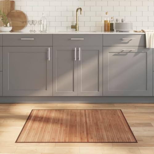 Homvdxl 100x80cm Bambus Läufer Teppich Anti-Rutsch-Bereich Teppiche Indoor Teppich Matte für Wohnzimmer Flur Küche Eingangsbereich Waschküche Balkon (Natur) von Homvdxl