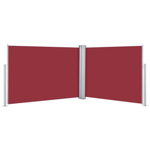 Homvdxl 10m breit Seitenmarkise versenkbar 2 Paneele Bildschirme 1000x100cm Wasserdicht & UV-beständig Faltbar Sichtschutz Raumteiler aufrollbar Balkon, Rot von Homvdxl