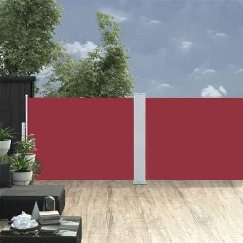 Homvdxl 10m breit Seitenmarkise versenkbar 2 Paneele Bildschirme 1000x120cm Wasserdicht & UV-beständig Faltbar Sichtschutz Raumteiler aufrollbar Balkon, Rot von Homvdxl