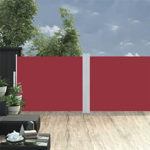 Homvdxl 10m breit Seitenmarkise versenkbar 2 Paneele Bildschirme 1000x140cm Wasserdicht & UV-beständig Faltbar Sichtschutz Raumteiler aufrollbar Balkon, Rot von Homvdxl