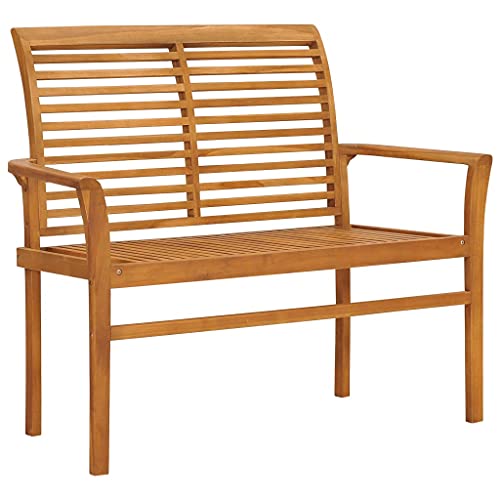 Homvdxl 112 cm Holz Gartenbank 2-Sitzer massiv Teakholz mit Wasserbasis Finish für Innen- und Außenmöbel und Garten, Terrasse oder Park von Homvdxl