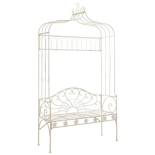 Homvdxl 122 cm B x 220 cm H Metall Gartenlaube Torbogen für 2 Personen mit Relaxbank & zarter Sitzgelegenheit für Hochzeiten & Hinterhöfe Kletterpflanze, Terrasse, Garten, Rasen, Hinterhof - Weiß von Homvdxl