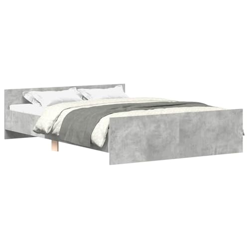 Homvdxl 135x190 cm Moderne Bettrahmen, Doppellatten-Bettplattform mit einfachem Design, niedriges Kopfteil & Fußteil, kein Boxspring erforderlich (Grau) von Homvdxl