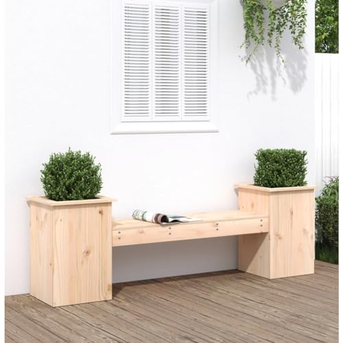 Homvdxl 185cm Breite Gartenbank mit 2 Pflanzgefäßen Holz Allwetter Garten Loveseat Outdoor Sitzstuhl für Terrasse Terrasse Balkon Braun von Homvdxl