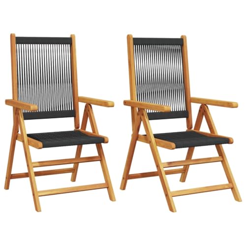 Homvdxl 2 Set Klappbarer Gartenstuhl, Linienweb-Stil, Outdoor-Sitz, für Gärten und Festivals, Schwarz von Homvdxl