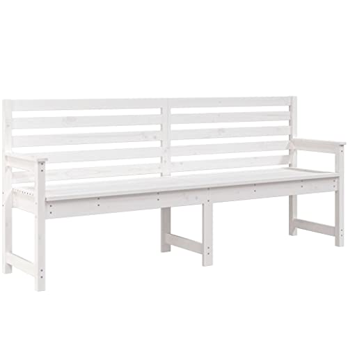 Homvdxl 203x48cm Gartenbank, Extra Breite Outdoor Bank mit Rückenlehne für 4-6 Personen, Holz Garten Loveseat mit Armlehnen, Massivholzgestell für Terrasse, Park, Weiß von Homvdxl