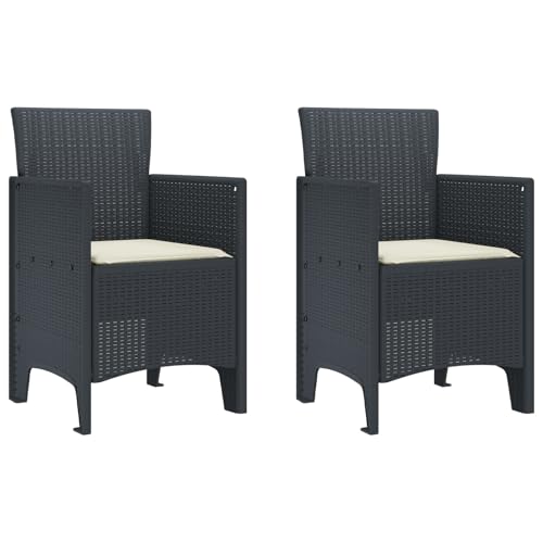 Homvdxl 2er Set Garten Terrassenstuhl Rattan Optik Poly Rattan Outdoor Sitzgelegenheit Indoor und Outdoor Gesprächsset - Anthrazit Homvdxl 2er Set Garten Terrassenstuhl Rattan Optik Poly Rattan Outdoor Sitzgelegenheit Indoor und Outdoor Gesprächsset - Anthrazit von Homvdxl