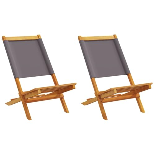 Homvdxl 2er Set Klappstuhl Outdoor Stuhl Holz Gartenstuhl Strandstuhl für Terrasse, Terrasse, Balkon, Stofflehne - Anthrazit von Homvdxl