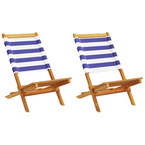 Homvdxl 2er Set Klappstuhl Outdoor Stuhl Holz Gartenstuhl Strandstuhl für Terrasse, Terrasse, Balkon, Stofflehne - Blau von Homvdxl
