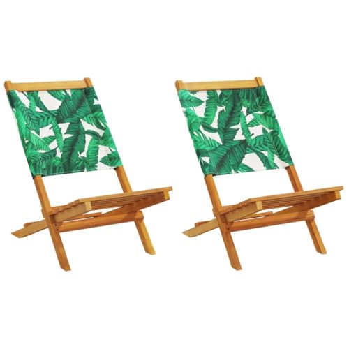 Homvdxl 2er Set Klappstuhl Outdoor Stuhl Holz Gartenstuhl Strandstuhl für Terrasse, Terrasse, Balkon, Stofflehne - Grün von Homvdxl