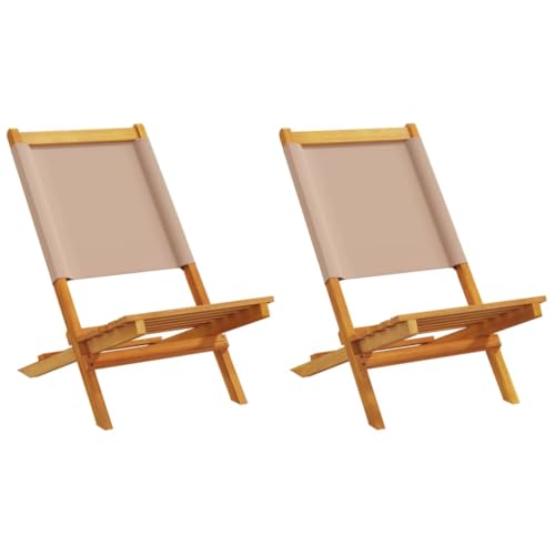 Homvdxl 2er Set Klappstuhl Outdoor Stuhl Holz Gartenstuhl Strandstuhl für Terrasse, Terrasse, Balkon, Stofflehne - Taupe von Homvdxl