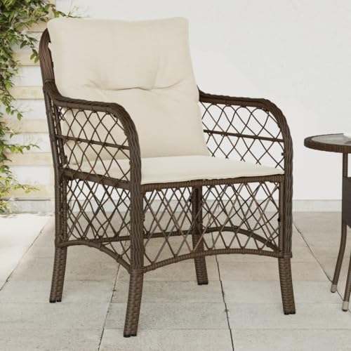 Homvdxl 2er Set Outdoor Gartenstühle Linienweben Esszimmerstühle mit Kissen Stahlrahmen Rückenlehne Armlehnen für Garten Rasen Braun Homvdxl 2er Set Outdoor Gartenstühle Linienweben Esszimmerstühle mit Kissen Stahlrahmen Rückenlehne Armlehnen für Garten Rasen Braun von Homvdxl