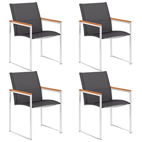 Homvdxl 2er-Set Outdoor-Loungesessel mit Stahlbeinen, Sitz aus Netzstoff und Armlehnen aus Holz, für Terrasse, Hinterhof, Strand von Homvdxl