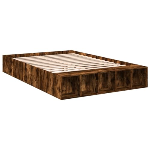Homvdxl 30 cm niedriges Bettgestell mit offenen Regalen, 150 x 200 cm, kleines Queen-Size-Plattform-Bettgestell, modernes und einfaches Design, Lattenstütze, einfache Montage, kein Boxspringbett Homvdxl 30 cm niedriges Bettgestell mit offenen Regalen, 150 x 200 cm, kleines Queen-Size-Plattform-Bettgestell, modernes und einfaches Design, Lattenstütze, einfache Montage, kein Boxspringbett von Homvdxl