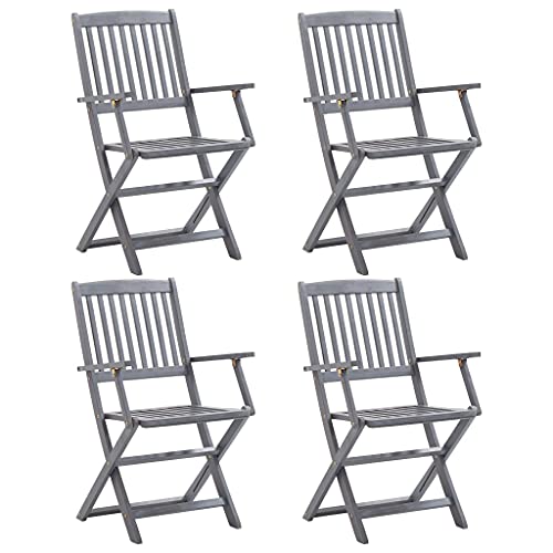 Homvdxl 4 Set Campingstuhl Klappstuhl Massivholz Hohe Rückenlehne Outdoor Gartenstuhl mit Rückenlehne & Armlehnen von Homvdxl
