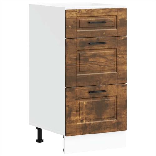 Homvdxl 40 cm Küchenschrank mit 3 Schubladen, Buffet-Kammer-Aufbewahrungsschrank mit verstellbaren Füßen, moderner Sideboard-Organizer für Esszimmer, Eiche + rustikal Homvdxl 40 cm Küchenschrank mit 3 Schubladen, Buffet-Kammer-Aufbewahrungsschrank mit verstellbaren Füßen, moderner Sideboard-Organizer für Esszimmer, Eiche + rustikal von Homvdxl