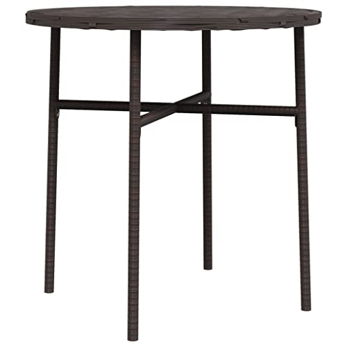 Homvdxl 45cm Runder Outdoor Tisch, Rattan Weben Garten Esstisch Terrassentisch Couchtisch Freizeittisch Metallgestell für Garten Terrasse Balkon Hinterhof - Braun von Homvdxl