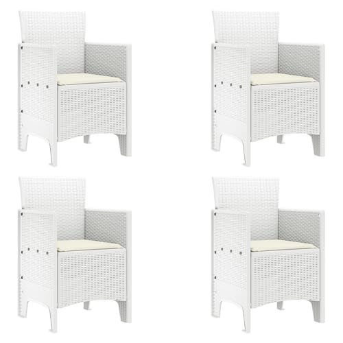 Homvdxl 4er Set Garten Terrassenstuhl Rattan Optik Poly Rattan Outdoor Sitzgelegenheit Indoor und Outdoor Gesprächsset - Weiß von Homvdxl