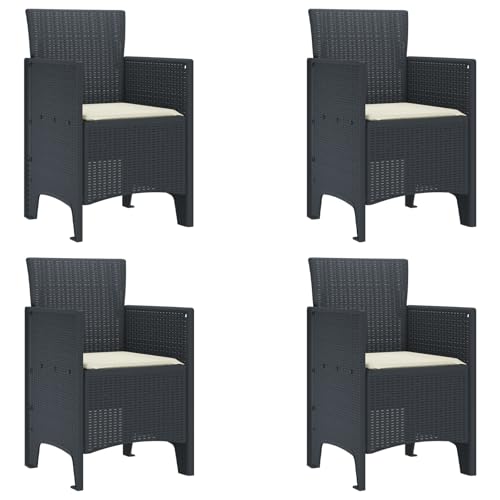 Homvdxl 4er Set Garten Terrassenstuhl Rattan Optik Poly Rattan Outdoor Sitzgruppe Indoor und Outdoor Gesprächsset - Anthrazit von Homvdxl